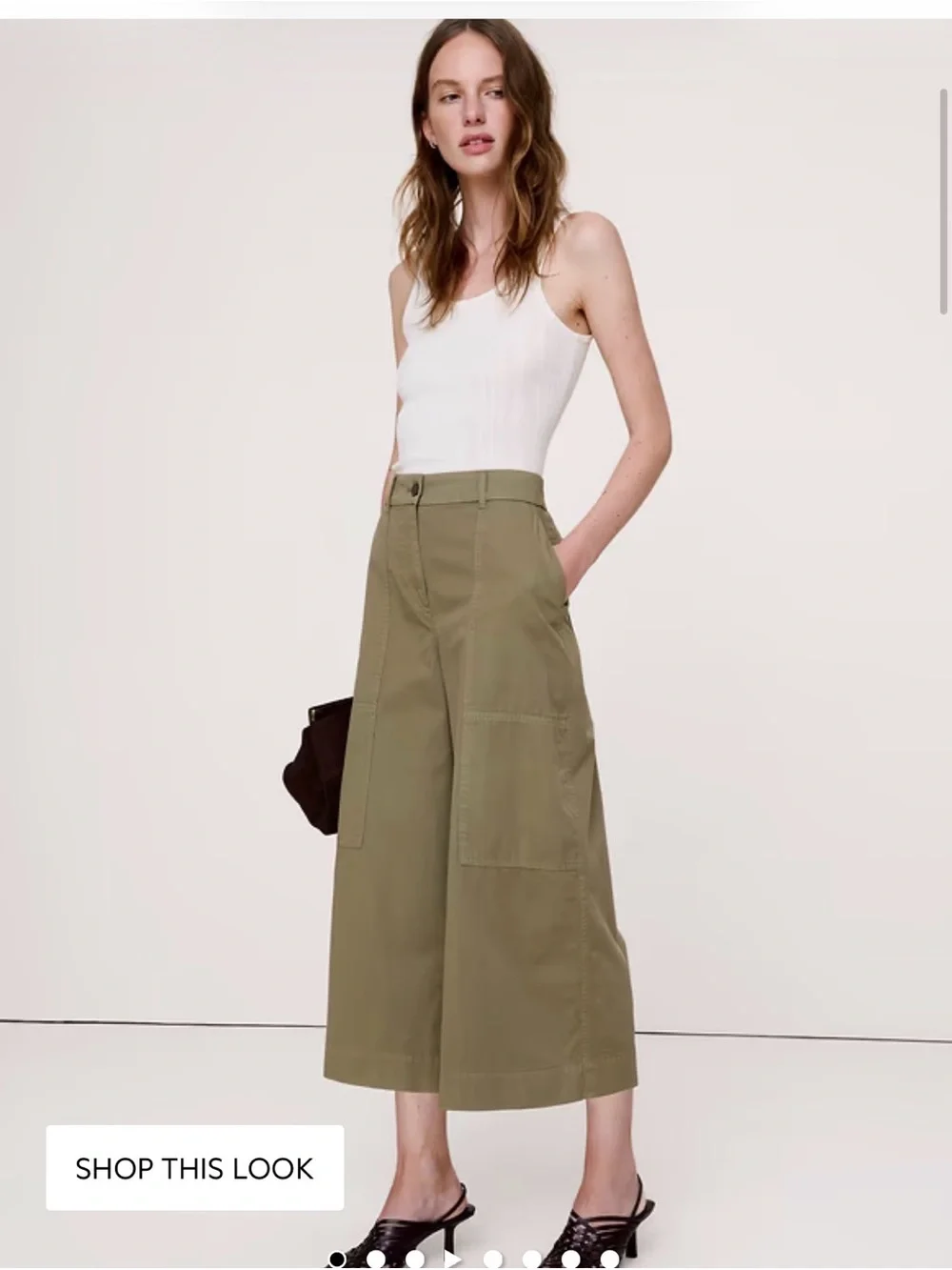 Banana Republic Olive Wide-Leg Cargo Culotte Pants